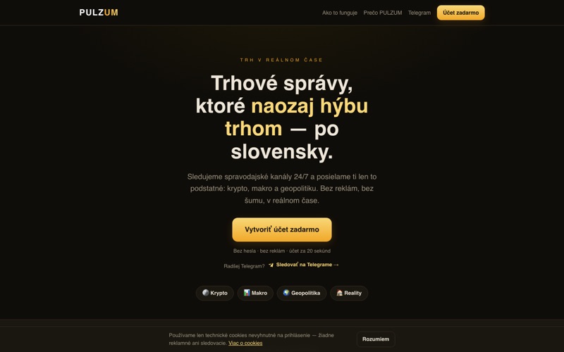 Úvodná stránka webu pulzum.sk